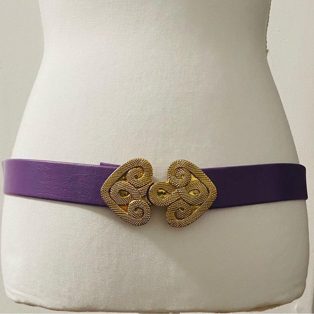 Vintage Purple and Gold Belt 33 in Medusa Rope Bold Glamour 80s 90s Maximalist